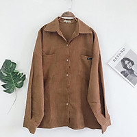 Áo khoác sơ mi nhung tăm dáng rộng ulzzang ( ảnh thật / có sẵn )