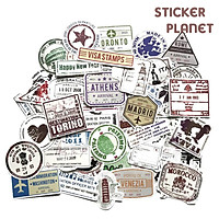 Bộ sticker chủ đề retro chống thấm nước trang trí mũ bảo hiểm, đàn, guitar, ukulele, điện thoại laptop