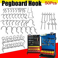 50Pcs Pegboard Hook Assortment Kit Storage Stores Garage Organizing Hanger