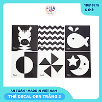 Bộ 6 thẻ dán tường KÍCH THÍCH THỊ GIÁC đen trắng mẫu mới, kích thước 18x18cm, giúp bé phát triển toàn diện