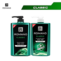 Combo Dầu gội và Sữa tắm sạch khuẩn Romano Classic 650g/chai