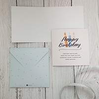 Thiệp chúc mừng sinh nhật 12x12 SDstationery CLASSY BLUE họa tiết bong bóng, nến, màu xanh đơn giản tinh tế