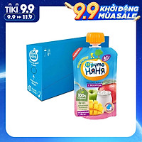 Thùng 12 Gói Trái cây nghiền vị táo, xoài cùng sữa chua Fruto Nyanya 90g
