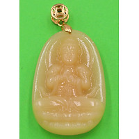 Mặt dây chuyền Phật Đại Nhật như lai thạch anh vàng 4.3 cm MTVO5 - Phật bản mệnh tuổi Mùi, Thân - Sản phẩm phong thủy, đem lại tài lộc, bình an