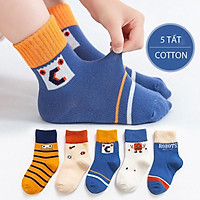 Set 5 Tất Cầu Vồng Cho Bé Trai Bé Gái Cao Cổ In Hình Dễ Thương Cao Cấp Dày Ấm Áp Chất Cotton