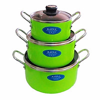 Bộ 3 nồi nhôm chống dính Rainy RN 06TT xanh lá - Hàng Chính Hãng