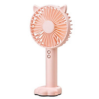 Quạt mini cầm tay tiện dụng handy fan 3 tốc độ gió tai mèo cao cấp có đèn, giá đỡ điện thoại