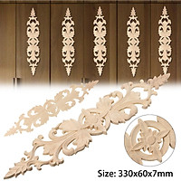 330x60x7mm Wood Carved Applique Frame Onlay Furniture Decoration Unpainted