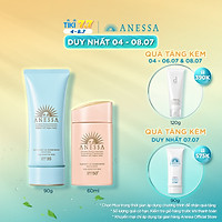 Bộ đôi 2 Kem chống nắng Anessa dịu nhẹ cho da nhạy cảm và trẻ em dạng sữa 60ml và dạng gel 90g