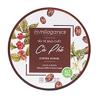 Scrub Tẩy Tế Bào Chết Cho Mặt & Toàn Thân Từ Hạt Cà Phê Robusta & Đường Nâu MILAGANICS 280gr (Hũ)
