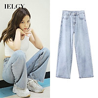 IELGY Quần Bò Ống Rộng Phong Cách Hàn Quốc, Quần Dài Thường Ngày