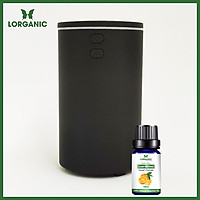 Combo máy khuếch tán/ máy xông tinh dầu Lorganic dùng cho ô tô (xe hơi) FX2069 + tinh dầu cam Lorganic (10ml). Phun sương sóng siêu âm/Cáp sạc USB tiện lợi.