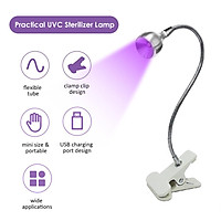 D C 5 V 1 W L-ED UVA 360-410nm + UVC 270-280NM UV Lamp Clamp Clip Light T-imer T-ime Setting T-iming Function Flexible