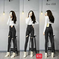 Quần jean nữ lưng cao King168, quần bò nữ cao cấp co dãn QJNU610