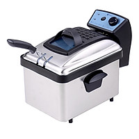 Electric Immersion Deep Fryer Frying Basket Detachable Lid with View Window Single Oil Tank Brushed Stainless Steel Hot