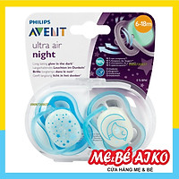 Núm Ty Ngậm Ultra Air Night Ban Đêm Phlips Avent Bé Từ 6-18 tháng (2 chiếc/hộp)