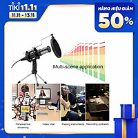 Micrphone phòng thu cổng USB cho thu phát nhạc với giá đỡ mic mini
