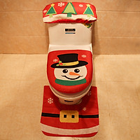 Merry Christmas Old Man/Snowman Printing Toilet Cover Mat Non Slip Rug Bathroom Set Home Decoration