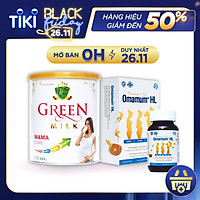 (Tặng Gel rửa tay) Combo An Thai Viên Uống Cho Bầu Omamum Plus HL Bổ Sung Sắt Yến Xào Dầu Cá (30 ngày dùng) + Sữa Non Cho Mẹ Bầu GreenMilk Bổ Sung Canxi Dinh Dưỡng Thai Kỳ (400g)
