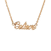 Women Charm Believe Letters Pendant Collar Necklace Clavicle Chain Gold