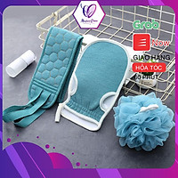 Bộ bông tắm, chà lưng, găng tay tẩy tế bào chết Master Store
