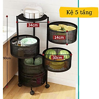 Kệ đa năng đựng rau củ quả và đồ gia dụng, Kệ tròn xoay để hoa quả nhiều tầng nhà bếp