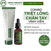 COMBO TẨY TRIỆT LÔNG CHÂN TAY VĨNH VIỄN UMISKIN tại nhà | Mỡ trăn triệt lông vĩnh viễn U Minh Hạ (30ml) & Kem tẩy lông Umi 4C (100ml) an toàn cho da nhạy cảm