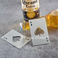 Dụng cụ khui nắp chai độc đáo hình lá bài thép không gỉ bỏ ví tiện dụng