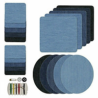 20Pcs Iron-on Patches Jean Patches Denim Fabric Patches No-Sew Mending Cloth Knee Pant Patches 4 Sizes for Kids Women