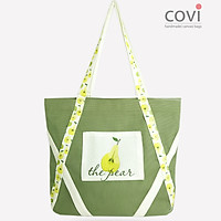 Túi tote vải canvas phom ngang phối hoa lá thời trang COVI nhiều màu sắc T7