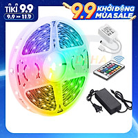 Bộ đèn Led dây dán RGB đổi màu 5M/ 10M/ 15M điểu khiển từ xa chọn màu đứng yên, nhấp nháy, bóng 5050, 2835 strip light trang trí quay Tiktok dán tường, bàn máy tính, chống nước bền đẹp- Chính hãng DEHA