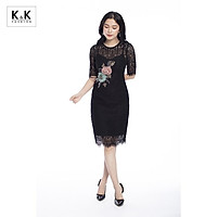 Váy Đầm Ôm Body K&K Fashion KK99-39 Màu Đen Chất Vải Ren Cotton