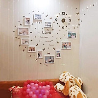 Bộ khung ảnh trái tim, đồng hồ, decan
