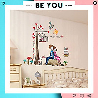 Decal Dán Tường Hình Cô Bé và Cậu Bé - Trang Trí Decor Phòng Ngủ, Phòng Khách