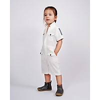 Jumpsuit Trẻ em Unisex_ Yvette LIBBY N'guyen Paris_WRIGHT FLYER_Màu Trắng (Coconut Milk), Vải lanh cao cấp viền cotton lụa Ý
