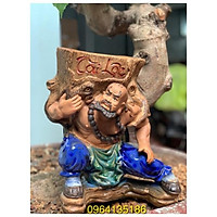 Tượng la hán cõng chậu gốc cây tài lộc h32 gốm sứ Bát Tràng