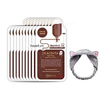 Bộ 10 Gói Mặt Nạ Nhau Thai Cừu Tăng Độ Đàn Hồi Và Chống Lão Hóa Da Mediheal Placenta Revital Essential Mask Ex 25ml x10 + Tặng 1 Băng Đô Tai Mèo Xinh Xắn ( Màu Ngẫu Nhiên)