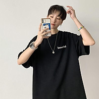 Áo thun nam cổ tròn unisex form rộng Đẹp in chữ BEAUTIFUL ĐEN,TRẮNG,VÀNG,HỒNG,XANH BIỂN,