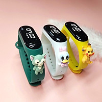 Đồng Hồ Đeo Tay Điện Tử Thể Thao Bằng Silicon Hình Vuông Có Đèn Led In Họa Tiết Hoạt Hình Cho Bé Trai Và Gái