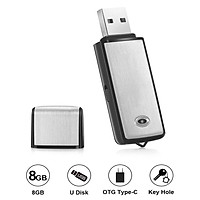 Voice Recorder USB Flash Drive 128Kbps Digital Voice Recording 8GB for Windows Mac Android OTG Mini Recorder
