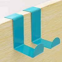 2Pcs Creative Color Z Type Stainless Steel Non-scratch Over Door Back Hanger Hook Rack