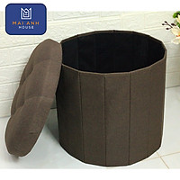 Hộp đôn ghế ngồi Mai Anh House - ghế đôn đa năng dáng tròn chất liệu vải Oxfort cao cấp, thân gỗ MDF cứng cáp, mặt nệm êm ái, nội thất thông minh ghế đôn xếp gọn phong cách Thụy Điển sang trọng, tinh tế
