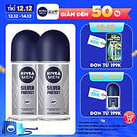 Combo 2 Lăn Ngăn Mùi NIVEA MEN Silver Protect Phân Tử Bạc Giảm 99.9% Vi Khuẩn Gây Mùi 50ml - 83778