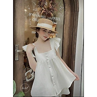 Set đồ nữ mùa hè, bộ đồ nữ áo ba lỗ đính khuy 2 màu xinh xắn