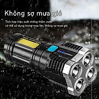 Đèn Pin Cầm Tay Siêu Sáng Mini 4 Chế Độ, Có Cob Led Hông Tiện Dụng, Đèn Pin Đa Năng