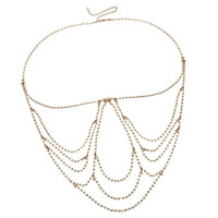 Women Alloy Rhinestone Tassel Body Chain Bikini Beach Charm Jewellery