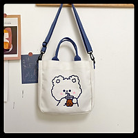 Túi tote vải canvas nữ đeo vai mini họa tiết gấu thỏ cute thời trang Ulzzang Hàn Quốc