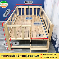 Giường ghép cầu thang cho bé  GC36M Goldcat , chất liệu gỗ quế, áp sát linh hoạt, bảo hành 3 năm.