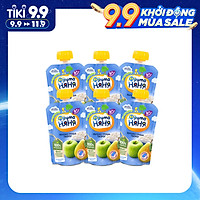 Combo 6 Gói Trái cây nghiền vị táo, lê và phomai tươi Fruto Nyanya 90g