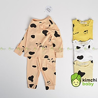 Đồ Bộ Bé Gái, Bé Trai MKM Vải Thun Lạnh Họa Tiết In Hình Bò Sữa Dễ Thương, Bộ Dài Tay Cho Bé Mặc Nhà MKMTD2110